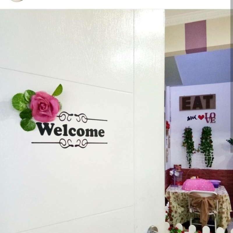 Jual stiker welcome pintu ruangan masuk selamat datang sticker nama