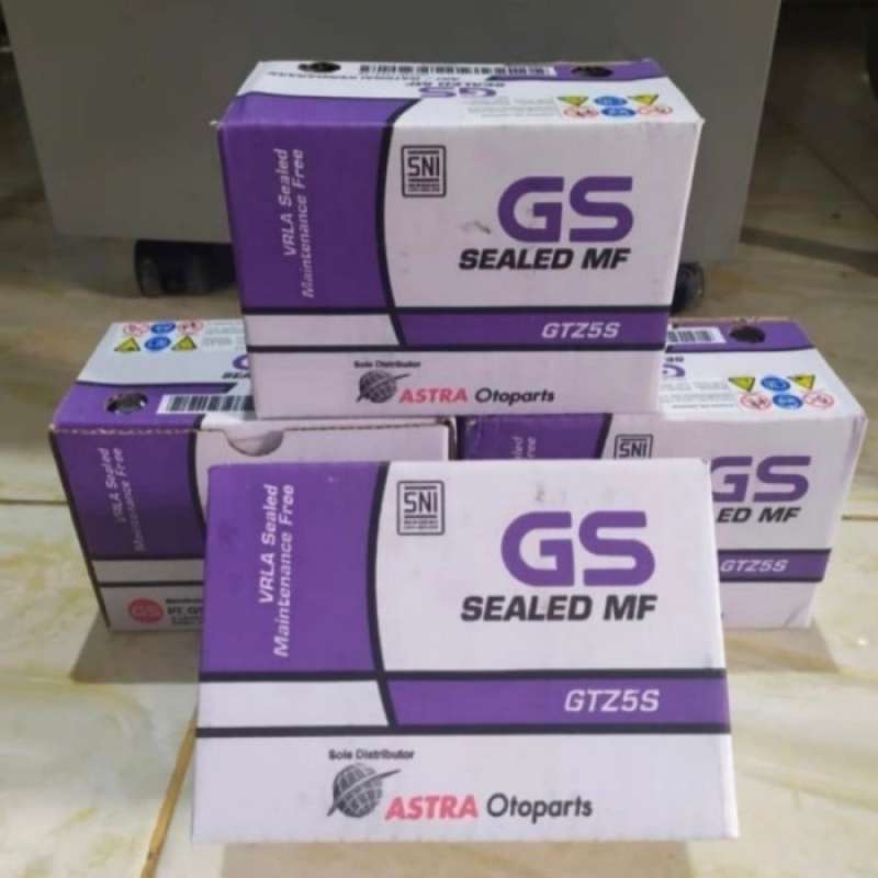 Jual Aki GS MF GTZ5S Kering (Aki / Accu Motor GS Astra) Original di
