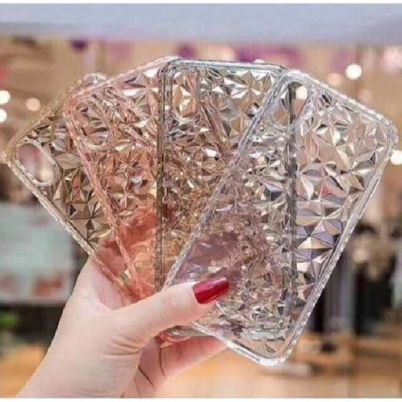 Jual Backcase Iphone XR Diamond 3D Warna Black Gold dan Bening Case TPU