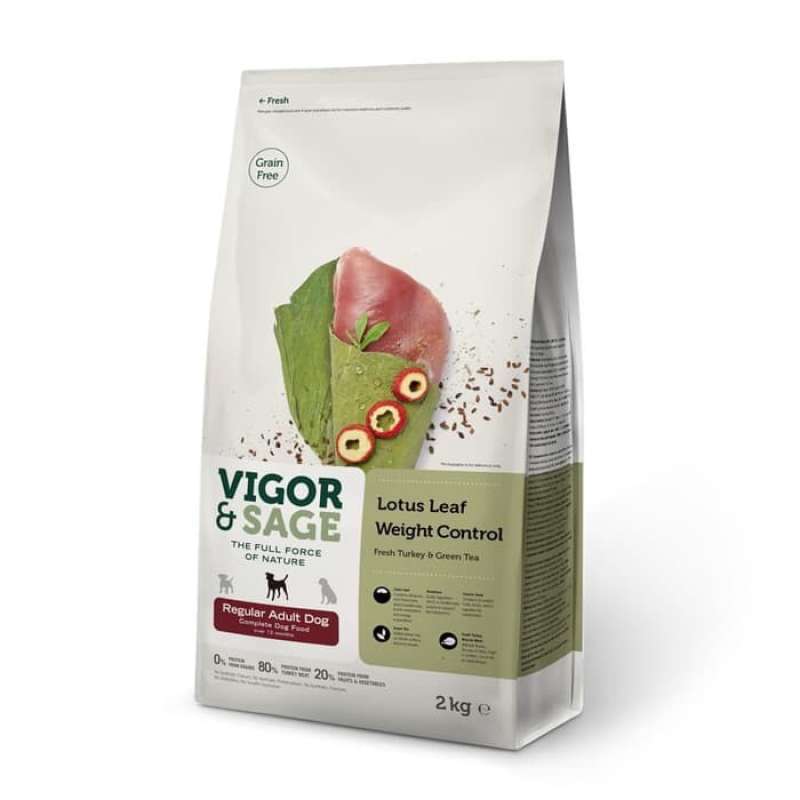 Jual Vigor And Sage Lotus Leaf Weight Control Regular Adult Dog 2 kg di