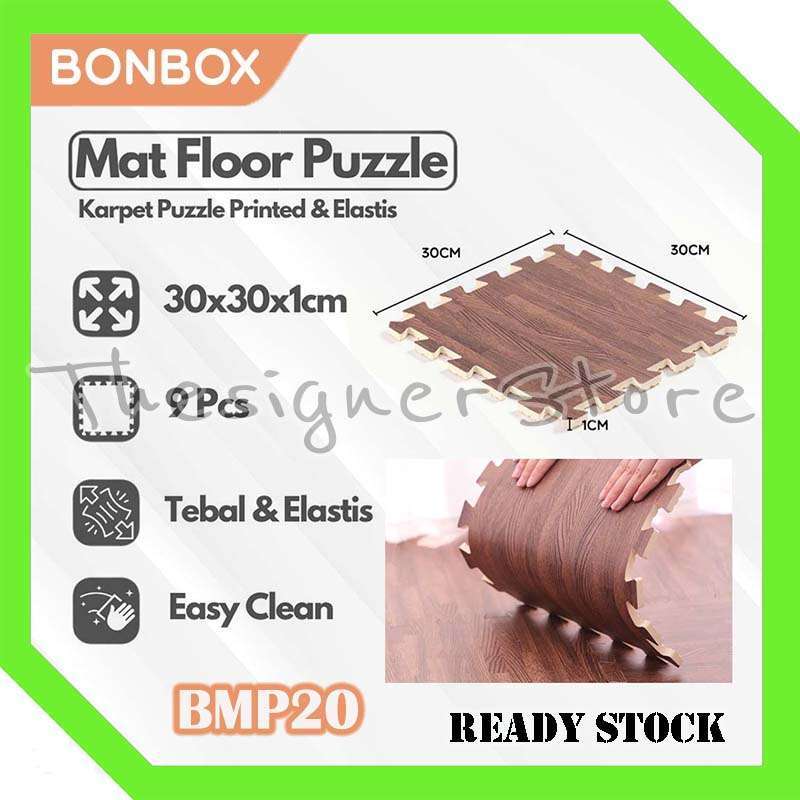 Promo BONBOX BMP20 Matras Puzzle Lantai Printed Motif Kayu Bahan PE Promo BONBOX BMP20 Matras Puzzle Lantai Printed Motif Kayu Bahan PE