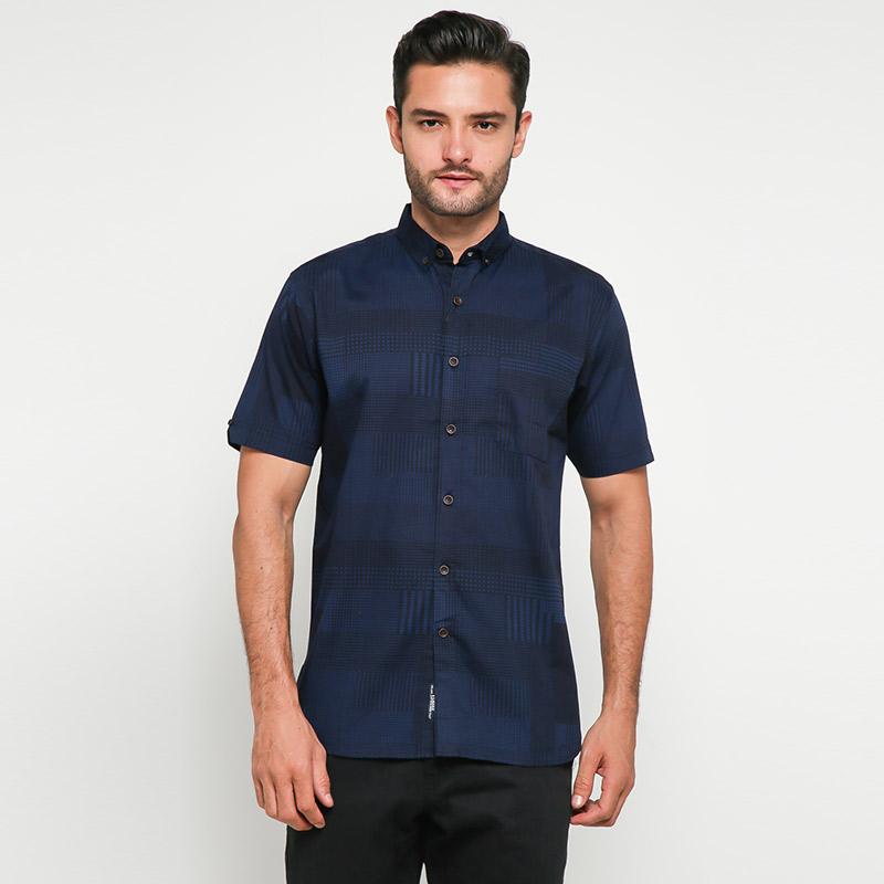 Promo Salt n Pepper Kemeja Lengan Pendek Pria - Navy [SS SNP 008 2002