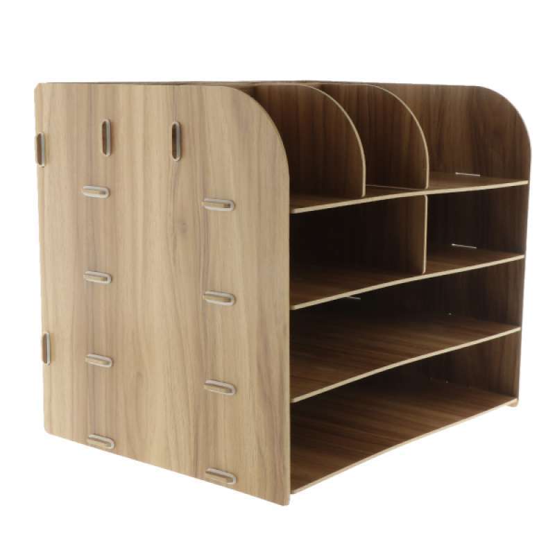 Jual Wood Desktop Organizer Letter Tray File Mail Sorter Gray di