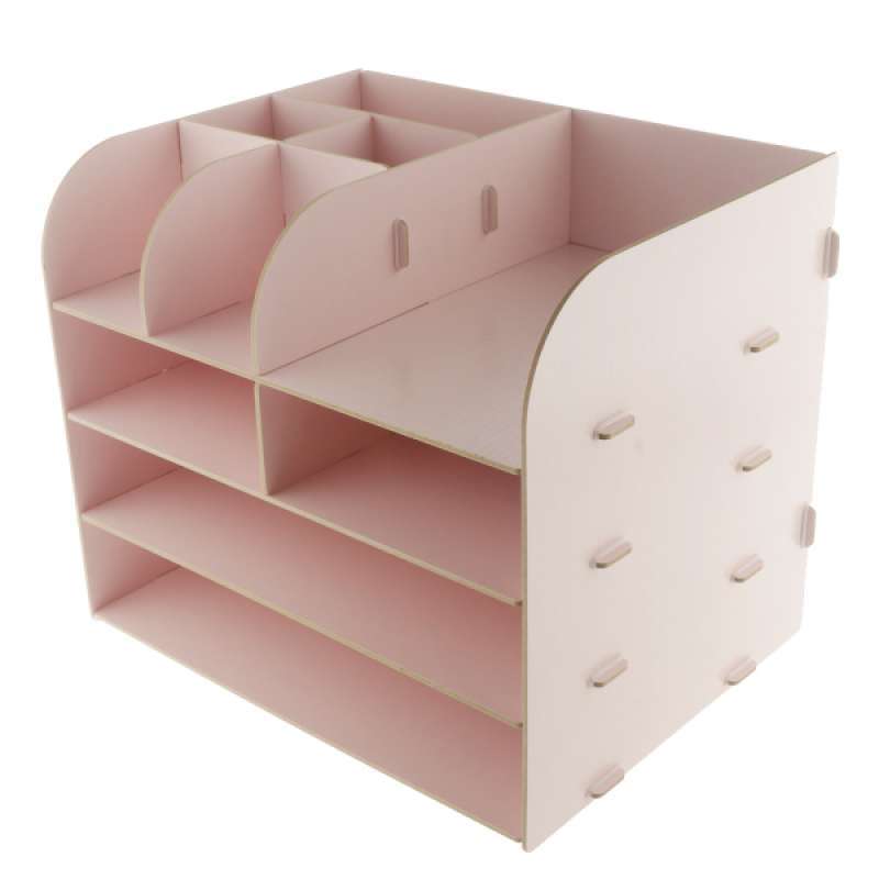 Promo Wood Desktop Organizer Letter Tray File Mail Sorter Pink Diskon