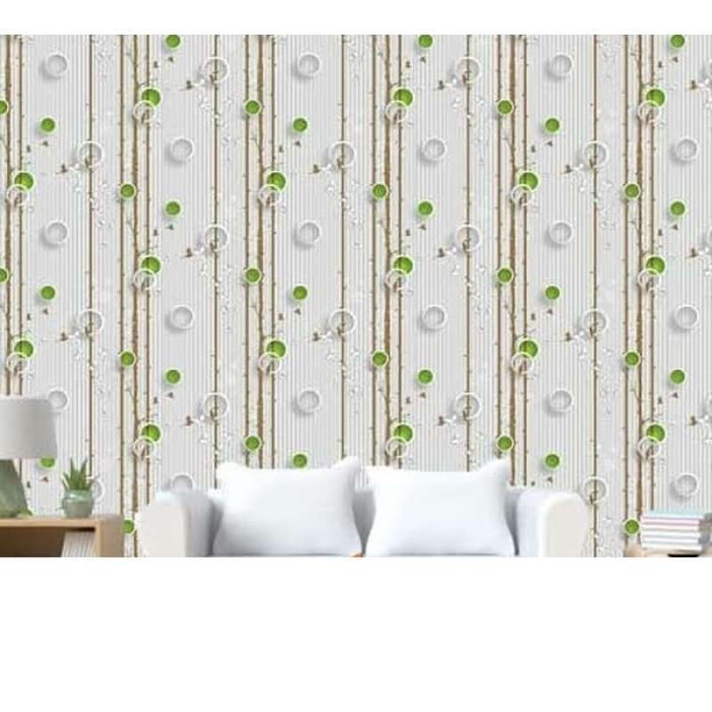 Jual WALLPAPER STICKER DINDING MOTIF MINIMALIS HIJAU CREAM di Seller