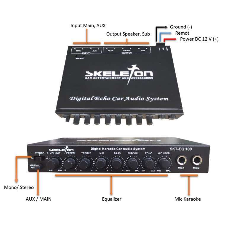 Promo Skeleton EQ 100 Parametrik Mobil Preamp Karaoke MIC Vol Sub