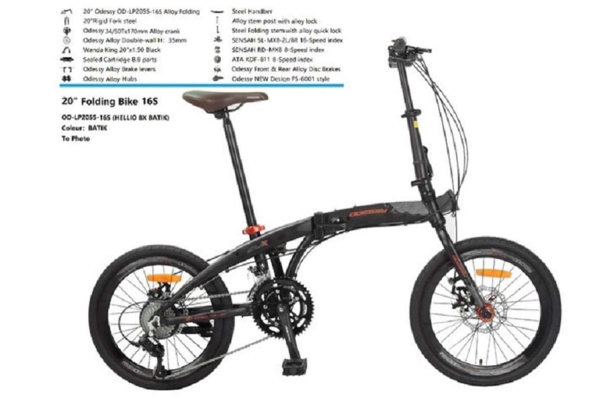 Jual Sepeda Lipat 20 Odessy Hellio 8X BATIK 16SP Online April 2021 