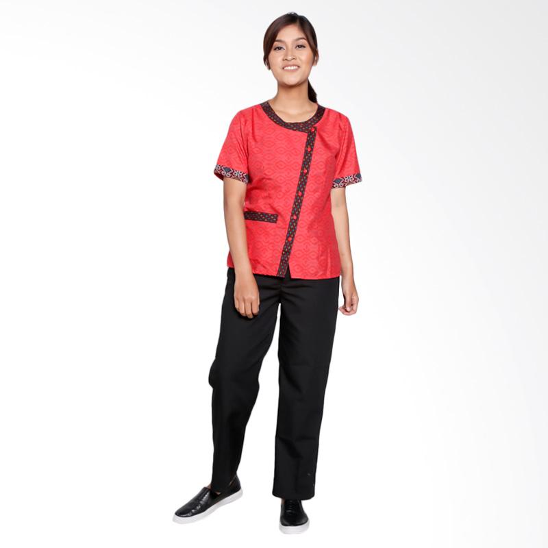 Jual NRC 002 179 Batik Merah  with Celana  Panjang Seragam  Jual NRC 002 179 Batik Merah  with Celana  Panjang Seragam