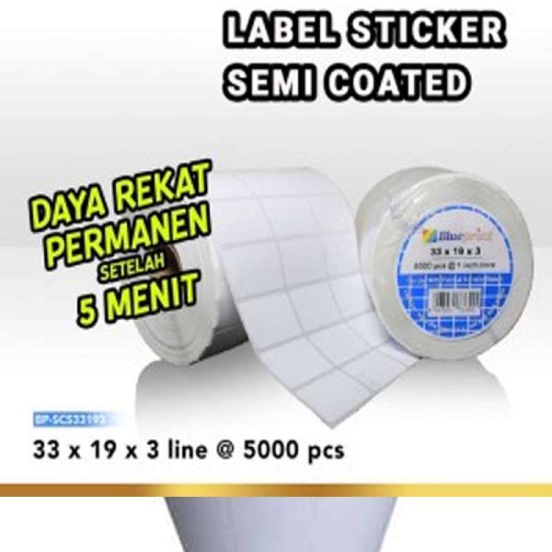 Jual Sticker Coated Semi BLUEPRINT label Barcode 33x19x3 Core 1 isi