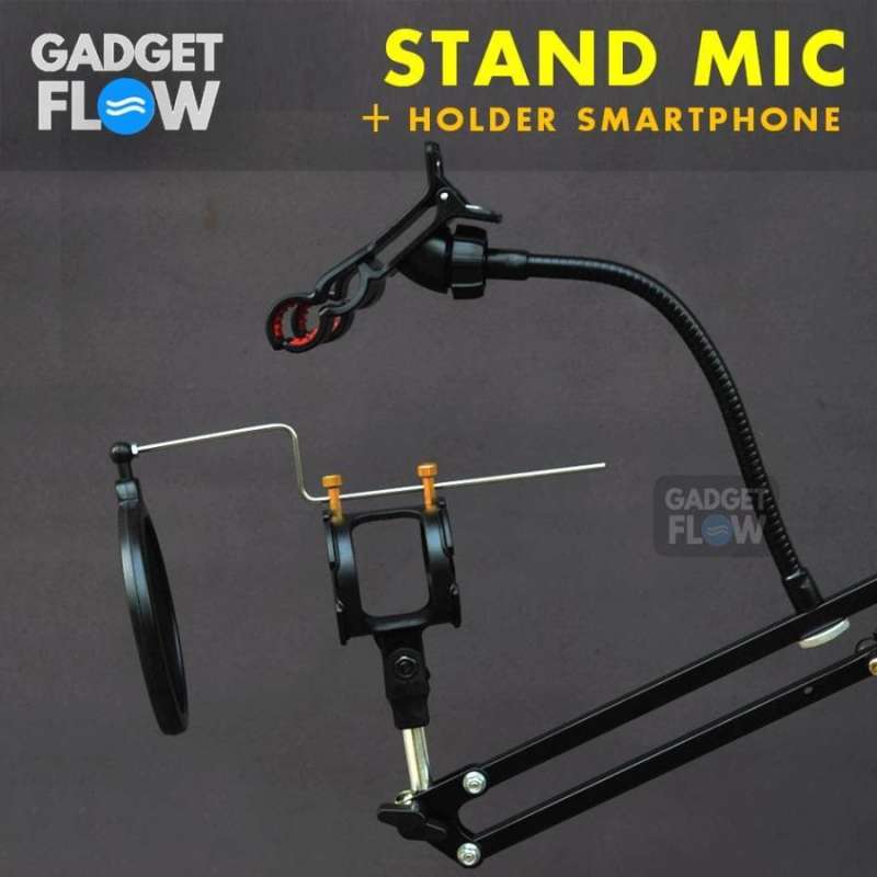 Jual Stand Mic Microphone Arm Stand Suspension Holder HP Lazypod di Seller Gadget Flow Store