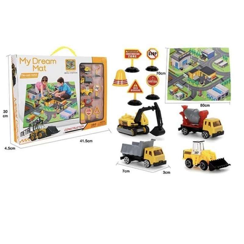 Jual Mainan Anak Peta Plus Mobil Konstruksi - MY DREAM MAT Die Cast ...
