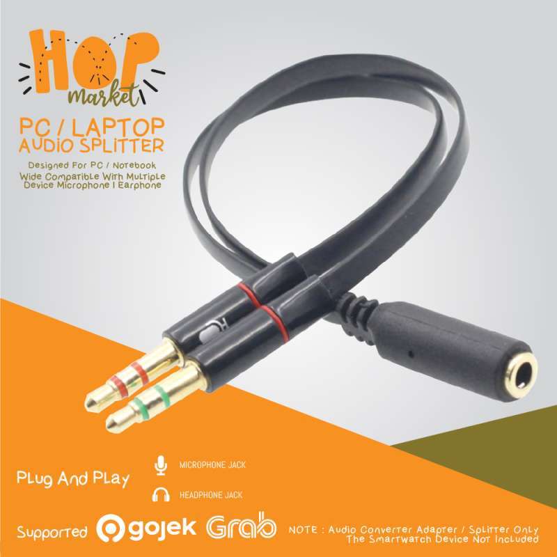 Jual Audio Splitter Combiner 1 Female To 2 Male Mic Adapter Kabel Jack ...