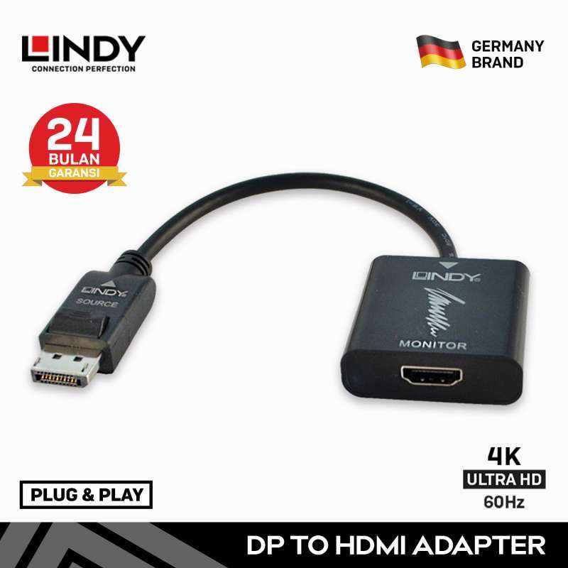 Jual Lindy 41068 Displayport Dp 1.2 To Hdmi 4k Uhd Converter Adapter Di ...