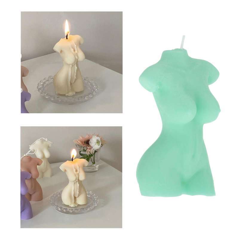Promo Female Nude Body Torso Candle Wax Scented Decor Candles Cyan