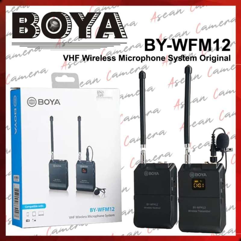 BOYA BY-WFM12 Microfono Wireless VHF A 12 Canali Per Smartphone, DSLR, Videocamere E PC – Sistema Lavalier Con Trasmettitore Dual MIC