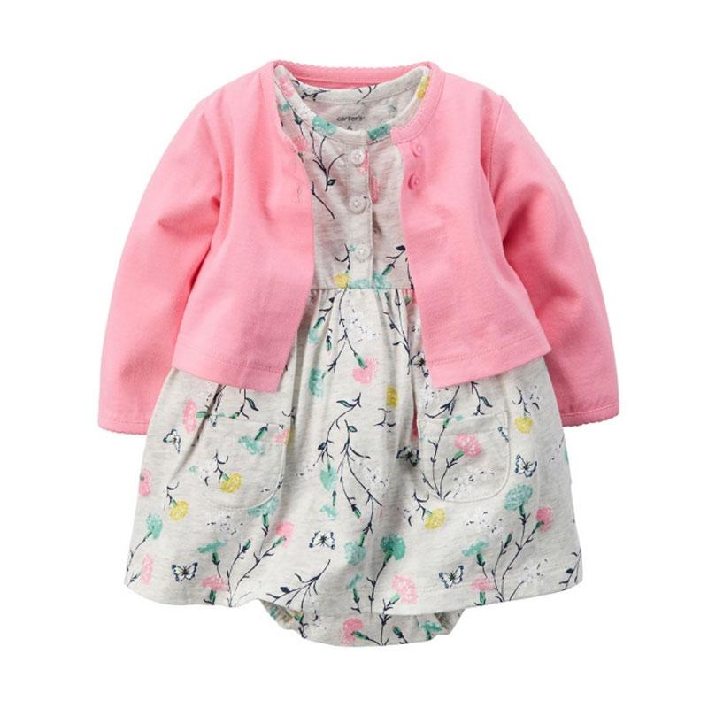 Jual Carter's Jumper Flower Dress with Cardigan - Pink 