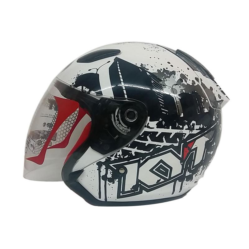 Promo KYT DJ Maru #10 Helm Half Face - W   hite Black Metalik - L di