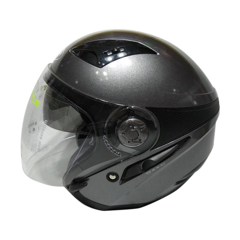 Jual Mds Zarra Solid Graph Metalic Double Visor Helm Half Face Abu