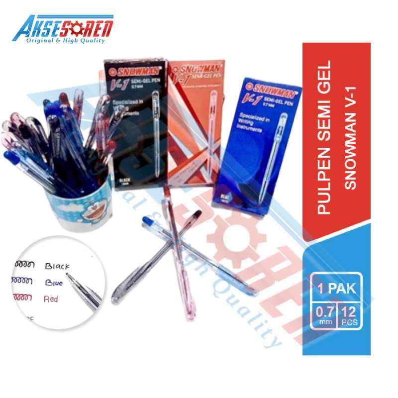 Jual Pulpen Snowman [V-1/12 pcs] / Ballpoint Pena Pen [0.7 mm/1 Pack
