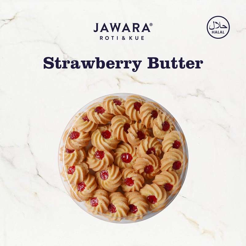 Jual Stawberry Butter Cookies Jawara Roti & Kue 300gr Kue Kering