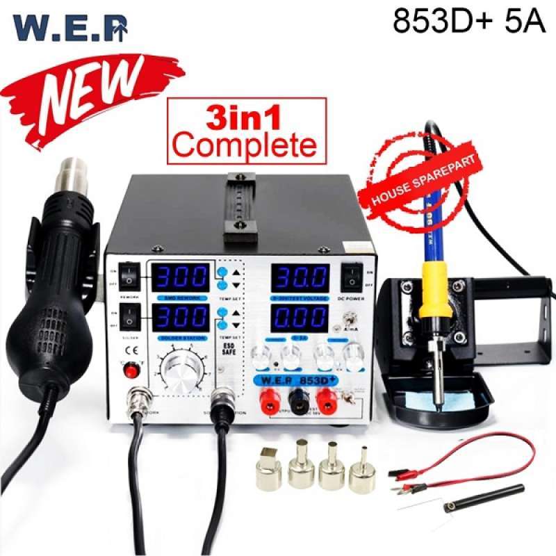 Jual WEP 853D+ 5A 3in1 Blower Uap Soldering Station Power Supply