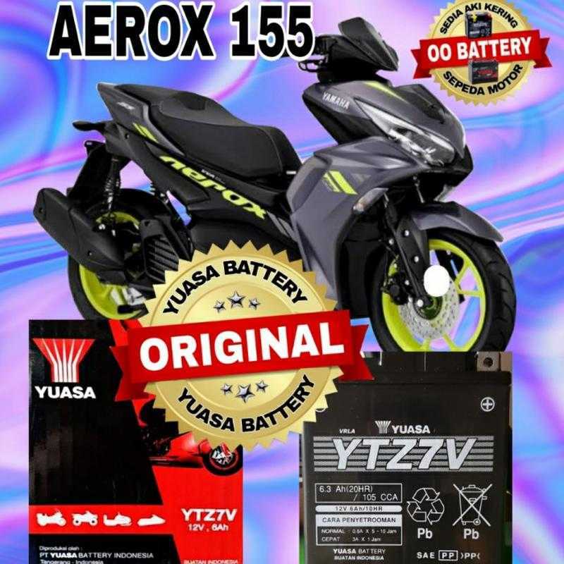 Jual Aki Kering Motor Yamaha AEROX 155 Original Yuasa Ytz7V 12Volt 6Ah