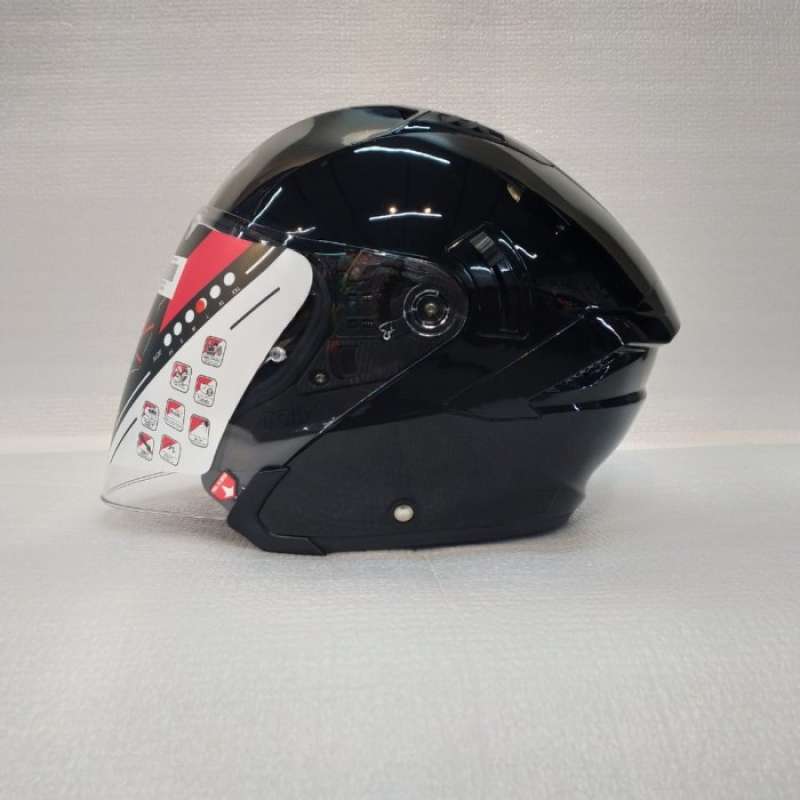 Jual Helm KYT NFJ Plain Black Double Visor Half Face Original L