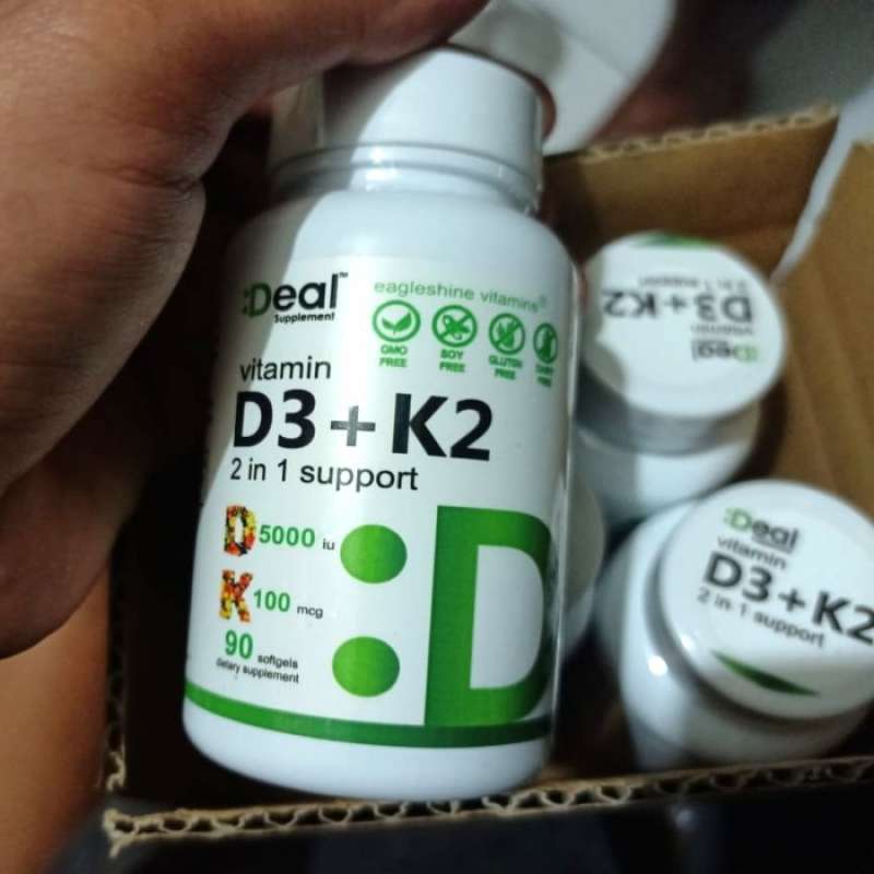 Jual Deal Supplement Vitamin D3 K2 5000 IU 100Mcg 90 Softgel di Seller