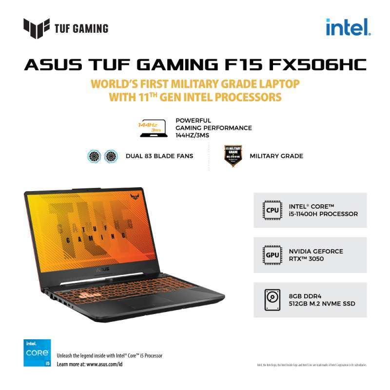 Jual ASUS TUF Gaming F15 FX506HC-I535B6G-O - Eclipse Gray [Intel Core