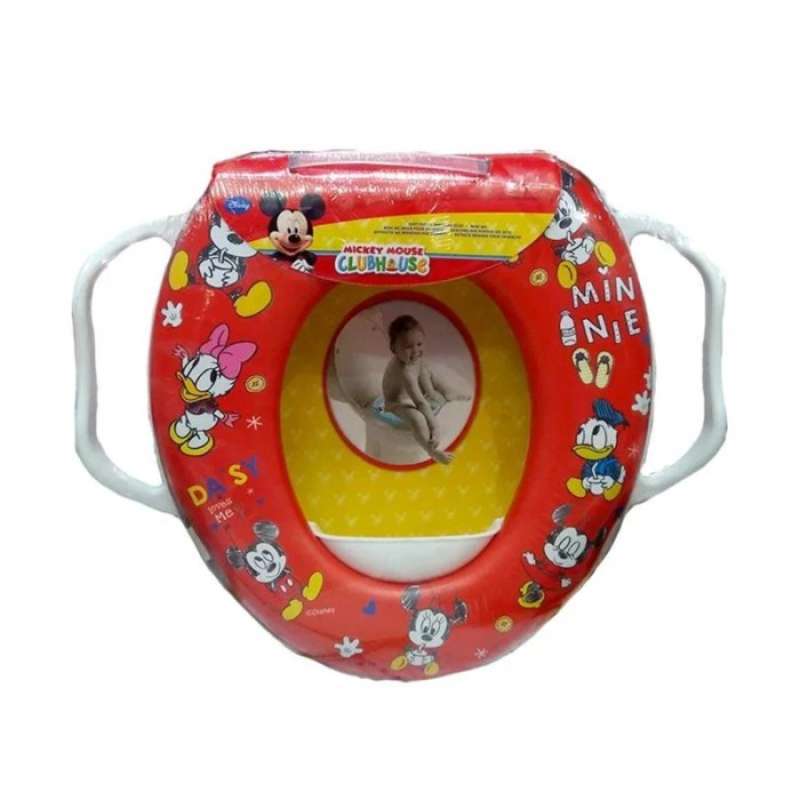 Jual Soft Baby Potty Seat Mickey Mouse with Handle Toilet Training [BH