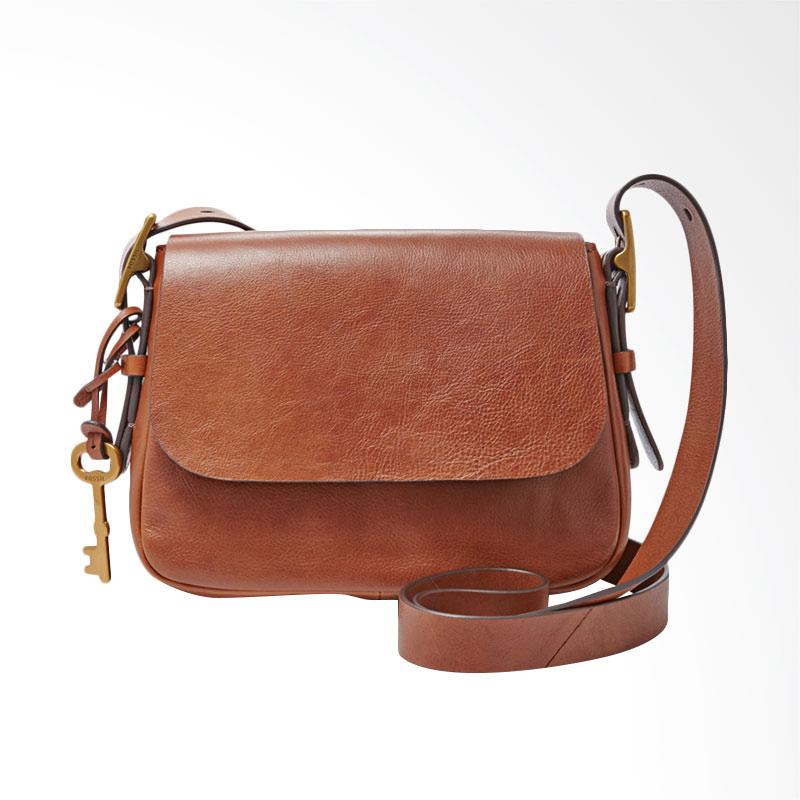 √ Fossil Harper Leather Mini Sling Bag Tas Wanita Dark Brown Terbaru