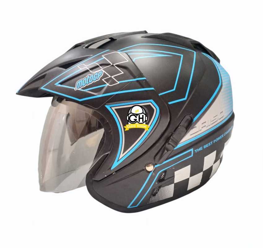 Jual Helm Motor SNI Original 2 kaca (Double visor) World Gp Black Doff