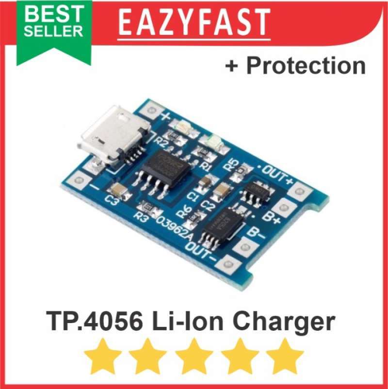Jual Modul TP4056 Protect Charger Baterai Li-Ion 18650 BMS 5V USB TP