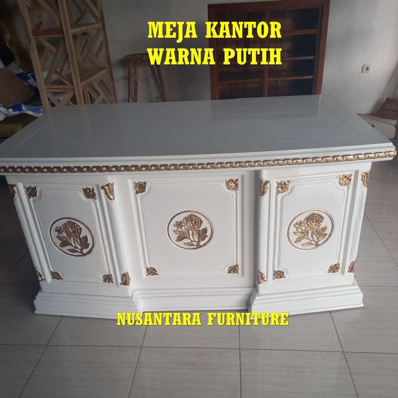 Promo Meja Kantor Warna Putih Harga Terjangkau Meja Kerja Bahan Kayu