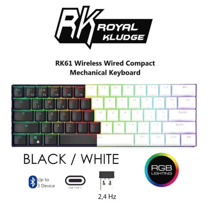 Jual Jual Royal Kludge Rk61 Rgb 60 Mini Wireless Mechanical Gaming