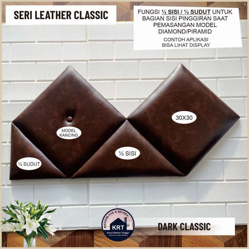 Jual LEATHER CLASSIC Headboard Bed Foam Wall Panel 3D Leather Soft Pack