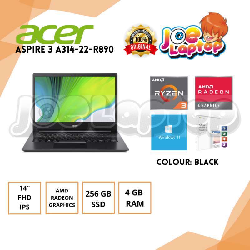 Jual Acer Aspire 3 A314-22-R890 Black AMD DC Ryzen 3 3250U Win11 (14 ...