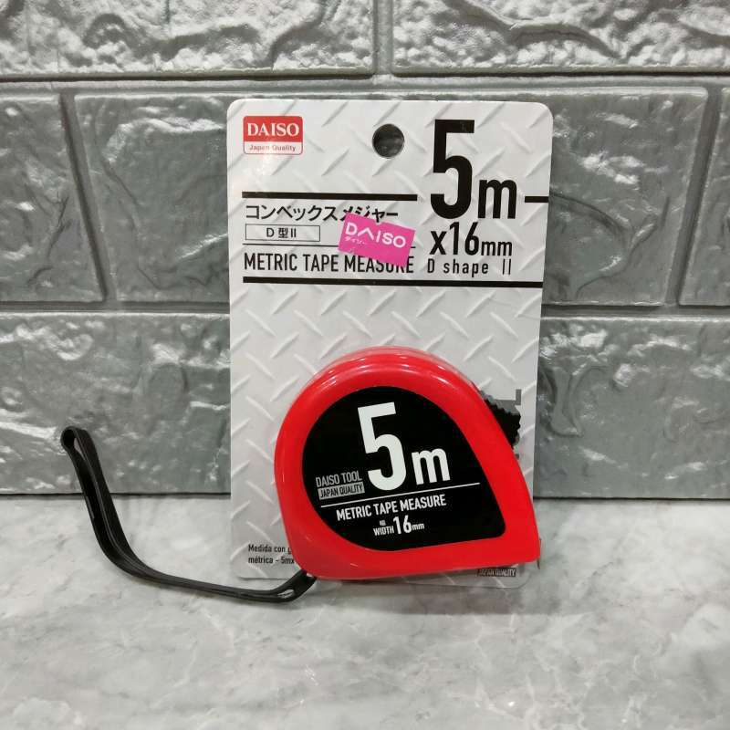 Jual Daiso Japan Meteran Metric Tape Measure Panjang 5M x 16MM Merah di