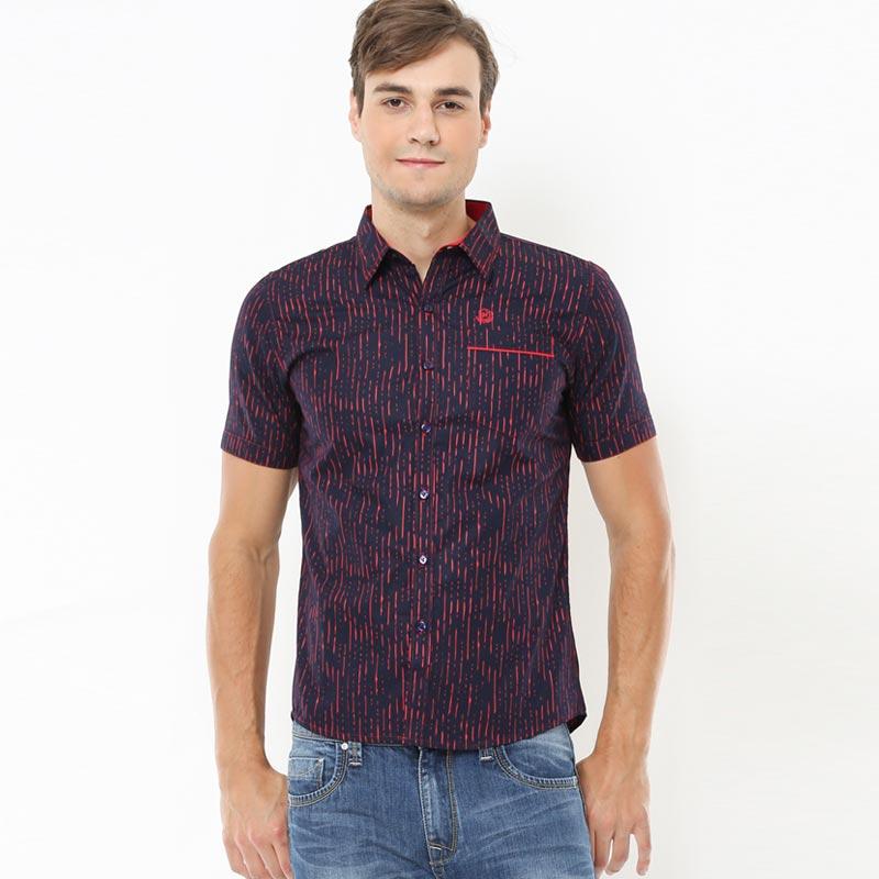 Igee Fier Kemeja Katun Lengan Pendek Stripe Putih Hitam 