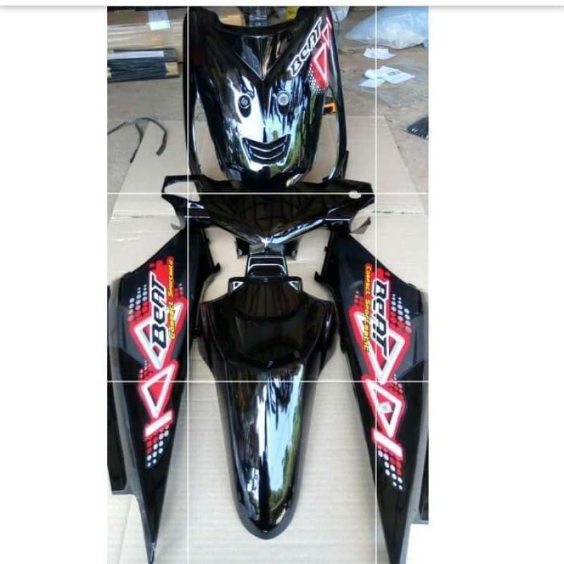 Jual cover body full halus motor honda beat karbu lama warna hitam di