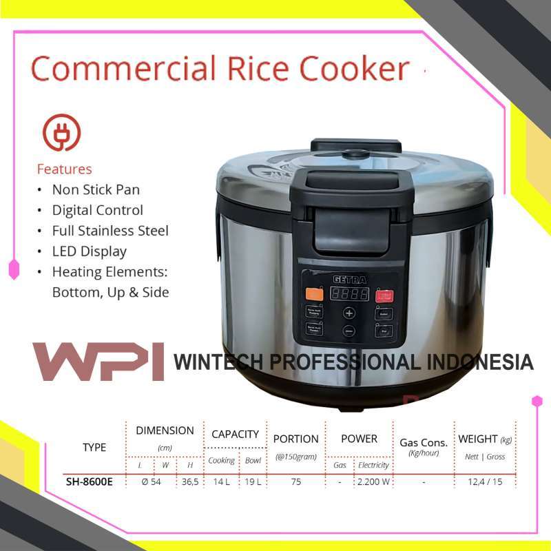 Jual Getra SH8600E Commercial Electric Rice Cooker Pemasak Nasi
