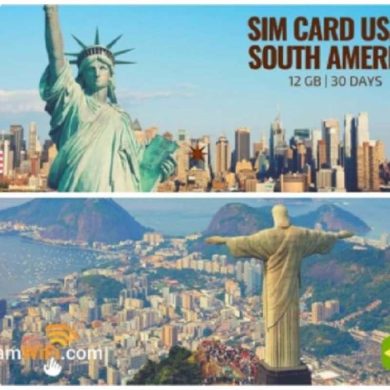 Jual Sim Card Amerika + South America 12GB for 30 days Simcard America di Seller PINJAM WIFI