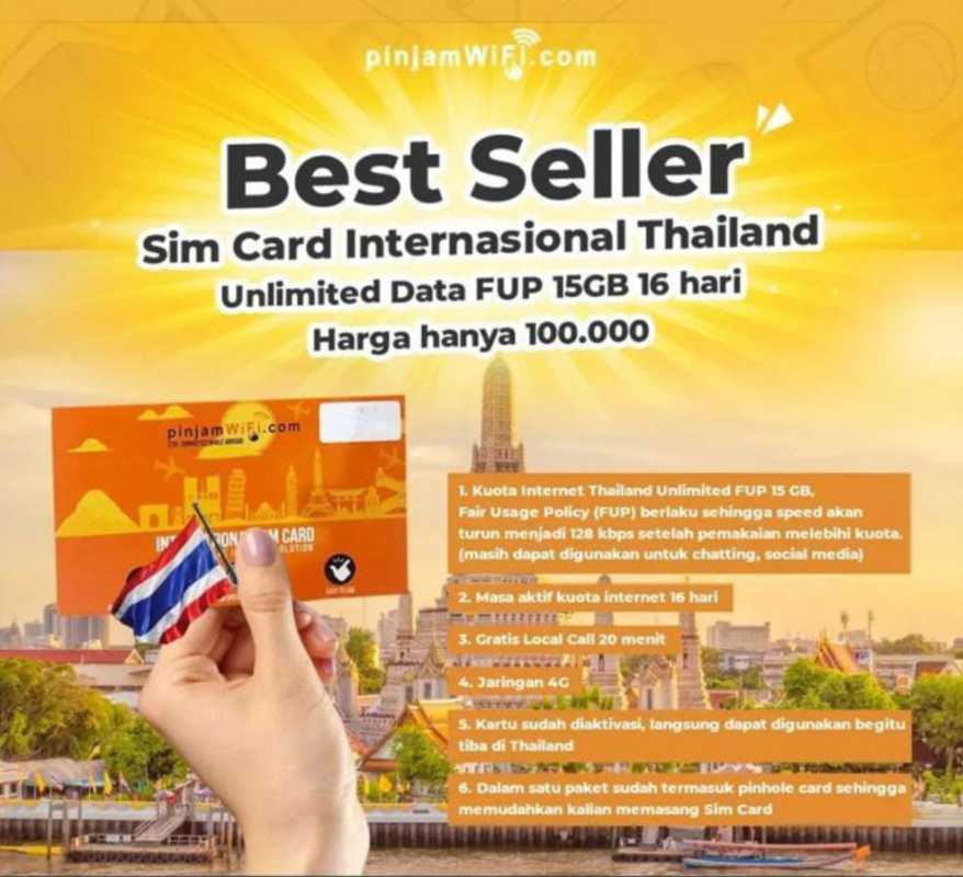 Jual Sim Card Thailand Unlimited Fup 15 Gb For 16 Days Di Seller Pinjam ...