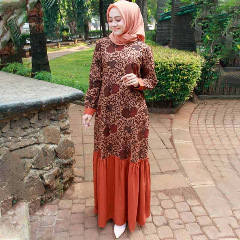 Jual Gamis Tasik Fashion Rempel Bunga Besar Batik Gamis