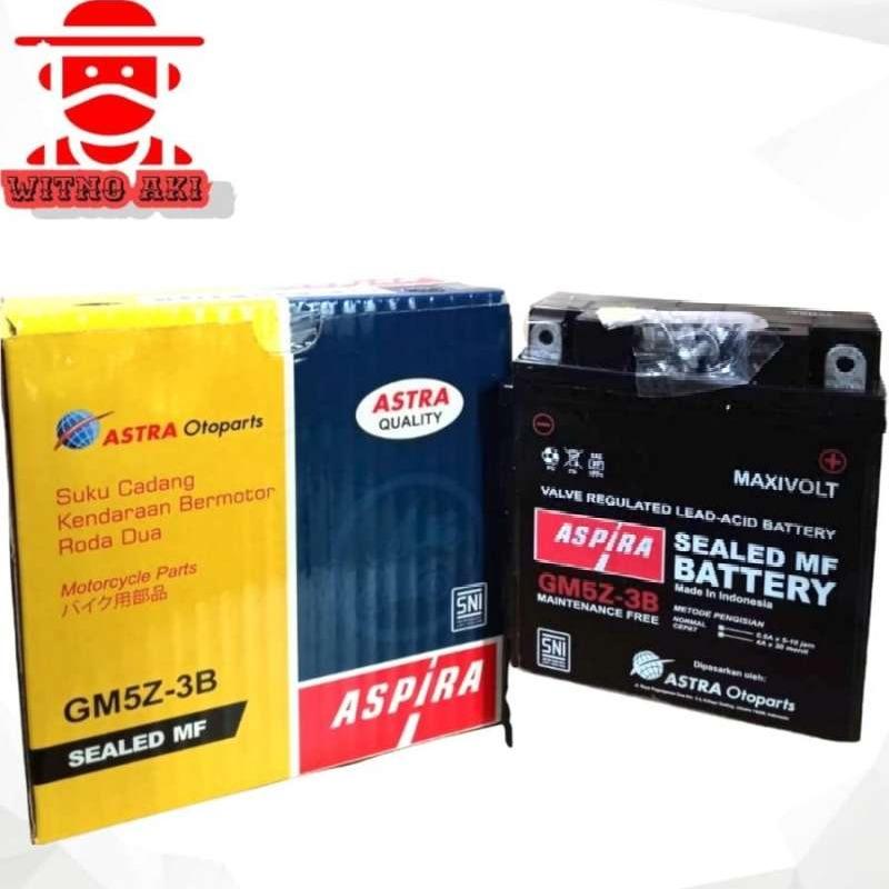 Jual Aki Motor Kering Aspira Gm5z-3b Supra Lama Mio Sporty, Jupiter