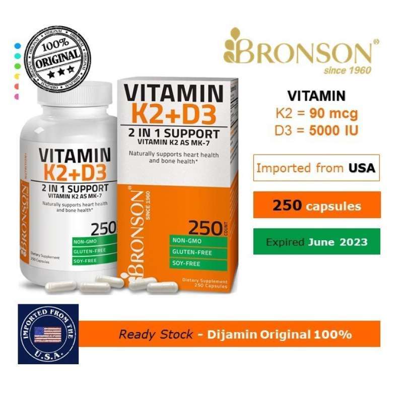 Promo Bronson Vitamin K2+D3 250 Capsules (Original Imported from