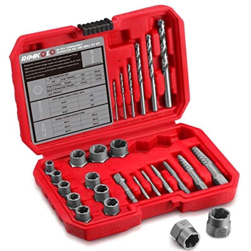 Promo RIMKOLO 26Piece Screw Extractors and Drill Bit Set, Multispline