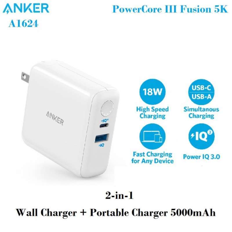Jual ANKER A1624 - 2-in-1 PowerCore III Fusion 5000mAh - Support PD 18W ...