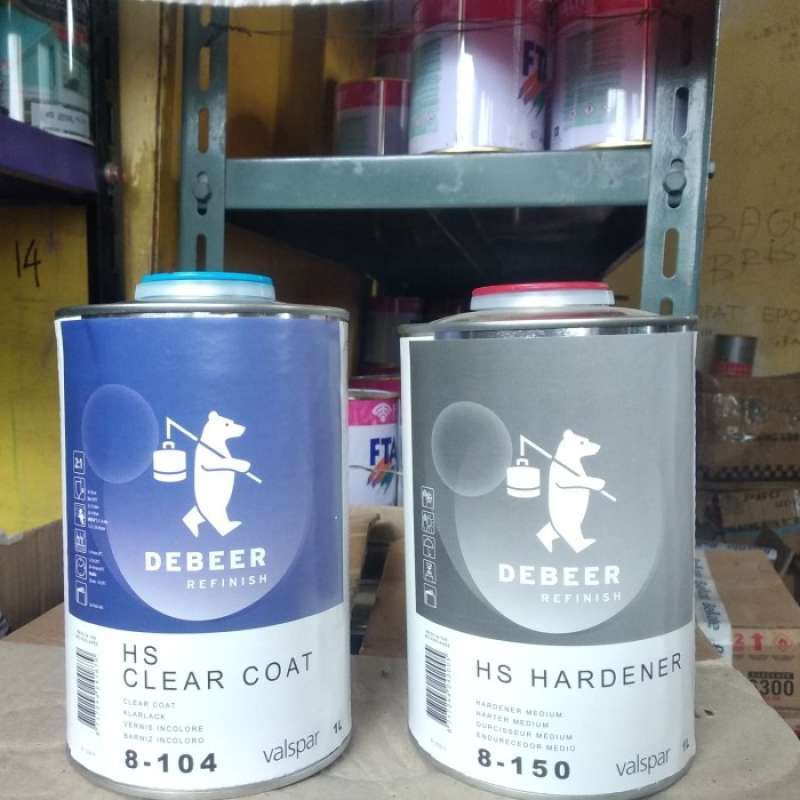 Jual Clear coat Hs DEBEER Clear 1.L dan hardener 1/2.L Perbandingan 21