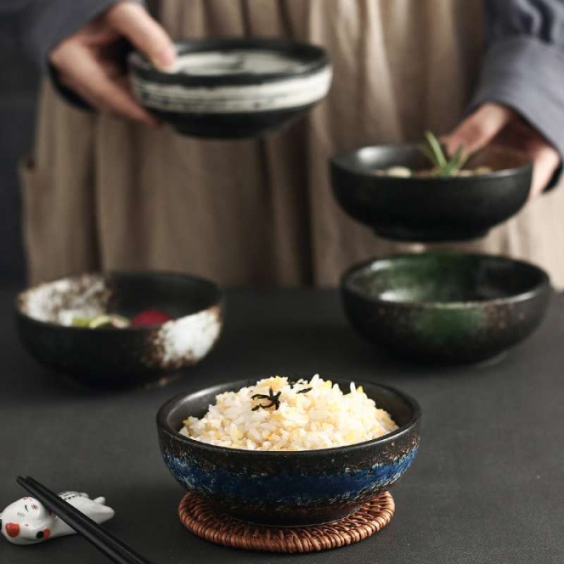 Jual Black Series Japanese Ceramic Rice Bowl Dessert Mangkuk Nasi